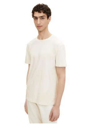 TOM TAILOR DENIM Jacquard 3328, Bézs Rövid Ujjú Póló