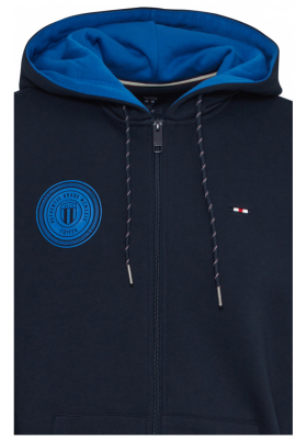 FQ1924 William 0714, Kék Cipzáros Kapucnis Pulóver