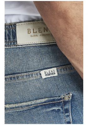 BLEND Twister w. Leather Details 0806, Középkék Farmer Rövidnadrág