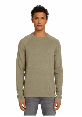 TOM TAILOR DENIM Raglan 8335, Zöld Kötött Pulóver
