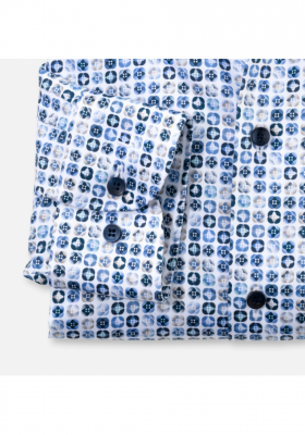 OLYMP Level Five 2100, Kék Hosszú Ujjú Ing, Body fit, Royal Kent