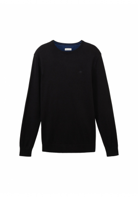 TOM TAILOR 2819, Fekete Hosszú Ujjú Kötött Pulóver