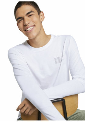 TOM TAILOR DENIM T-Shirt w. Back Fotoprint 3171, Fehér Hosszú Ujjú Pól