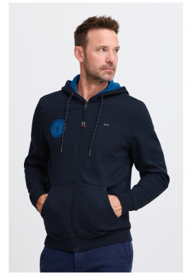 FQ1924 William 0714, Kék Cipzáros Kapucnis Pulóver