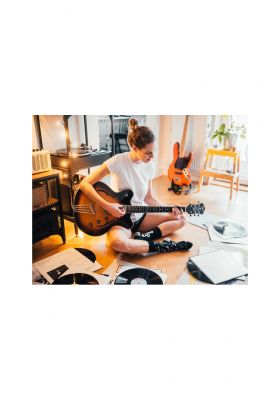 DEDOLES Music, Fekete Mintás Magasszárú Zokni