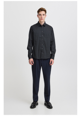 CASUAL FRIDAY Anton 5348, Sötétkék Mintás Hosszú Ujjú Ing