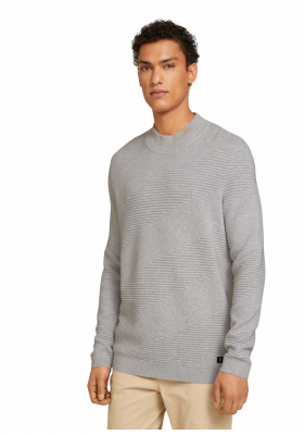 TOM TAILOR DENIM Geometric 8385, Szürke Kötött Pulóver