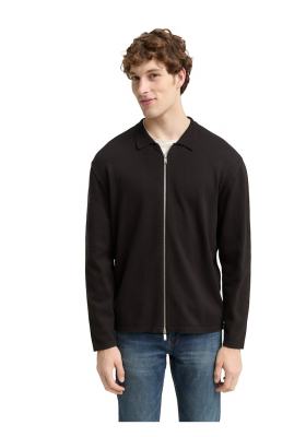 TOM TAILOR DENIM 7972, Fekete Cipzáros Pulóver