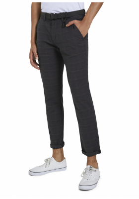 TOM TAILOR DENIM Structured Straight Chino 0451, Kék Kockás Chinonadrág