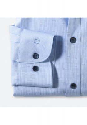 OLYMP Level Five 2059, Kék Hosszú Ujjú Ing, Body fit, New York Kent 