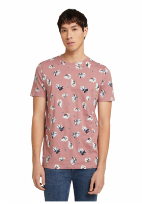 TOM TAILOR DENIM Alloverprint 0965, Rózsaszín Rövid Ujjú Póló