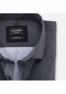 OLYMP No.Six 2542, Fekete Hosszú Ujjú Ing, Super slim, Urban Kent