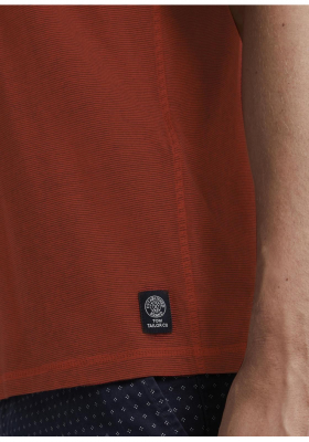 TOM TAILOR Striped Polo w. Overdye 8142, Piros Rövid Ujjú Ingpóló