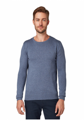 TOM TAILOR Basic O-Neck 2819, Kék Kötött Pulóver