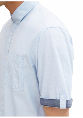 TOM TAILOR Chambray 9811, Kék Rövid Ujjú Ing