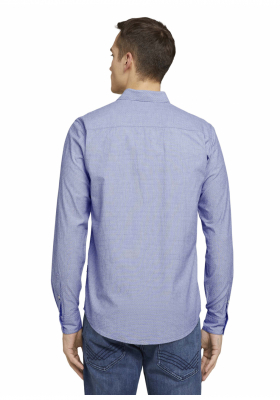 TOM TALOR Dobby 3882, Kék Hosszú Ujjú Ing