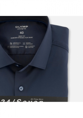 OLYMP Level Five 24/Seven 2066, Kék Hosszú Ujjú Ing, Body fit, Modern Ken