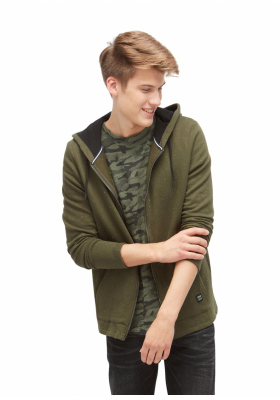 TOM TALOR DENIM Mottled Zip Hoody 5055, Zippes-Kapucnis Pulóver, Zöld