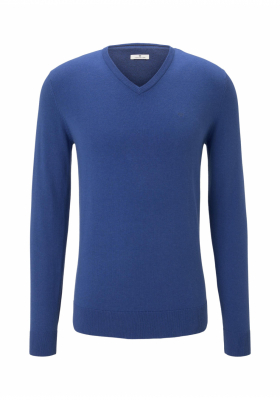 TOM TAILOR Basic V-Neck 2820, Kék Kötött Pulóver