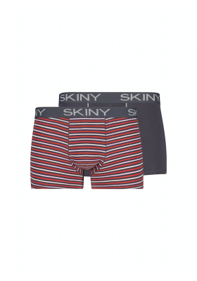 SKINY Cottton Multipack 6487, Szürke-Piros Csíkos Boxernadrág, Dupla Csomag