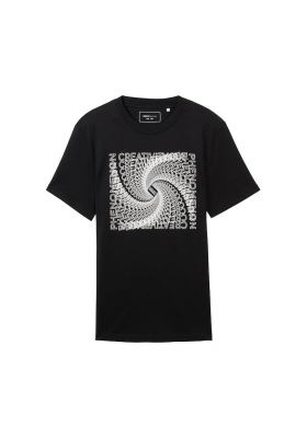 TOM TAILOR DENIM 7680, Fekete Rövid Ujjú Póló