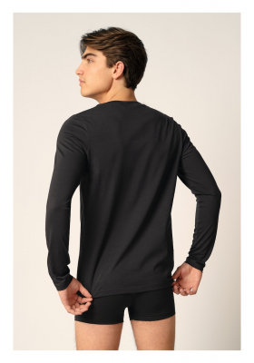 SKINY Mix & Match 0985, Fekete Hosszú Ujjú Pizsama Póló