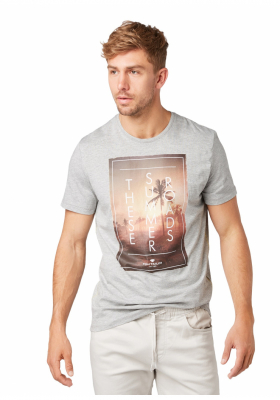 TOM TAILOR Roads 0787, Szürke Rövid Ujjú Póló