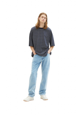 TOM TAILOR DENIM 6862, Kék, Mintás Rövid Ujjú Póló