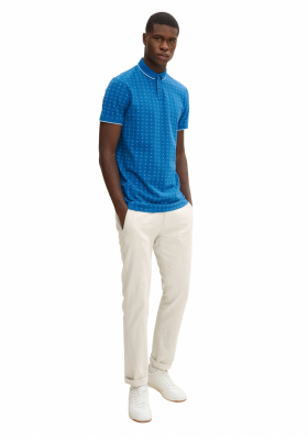TOM TAILOR DENIM Alloverprint 4053, Kék Rövid Ujjú Ingpóló