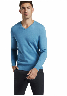 TOM TAILOR Basic V-Neck 2820, Kék Kötött Pulóver