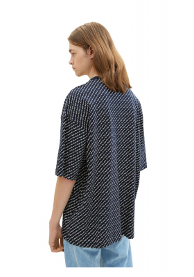 TOM TAILOR DENIM 6862, Kék, Mintás Rövid Ujjú Póló