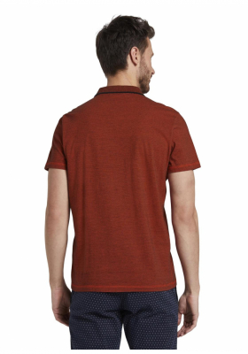 TOM TAILOR Striped Polo w. Overdye 8142, Piros Rövid Ujjú Ingpóló