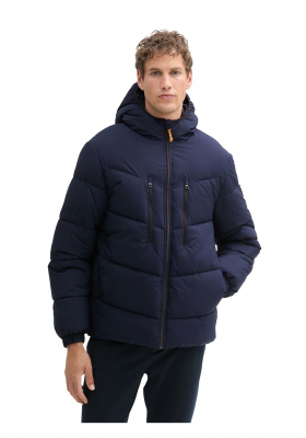 TOM TAILOR DENIM 1775, Sötétkék Bélelt Kapucnis Téli Dzseki