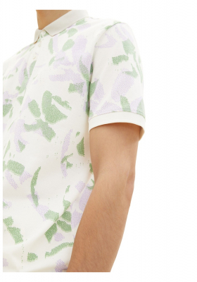 TOM TAILOR DENIM 5280, Fehér, Virágmintás Rövid Ujjú Ingpóló