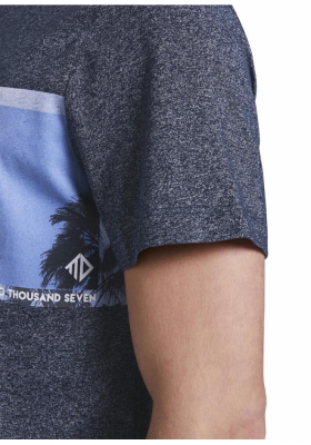 TOM TAILOR DENIM Structured Fotoprint 7765, Kék Rövid Ujjú Póló