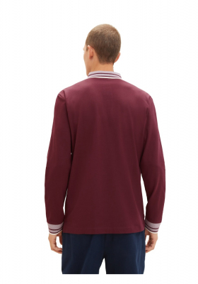 TOM TAILOR 9565, Bordó Hosszú Ujjú Ingpóló