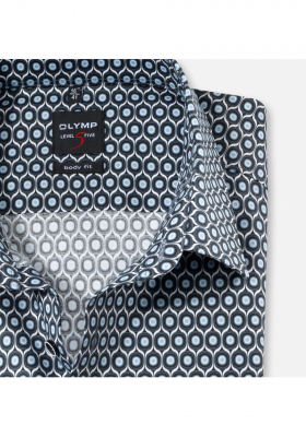 OLYMP Level Five 2102, Fekete Hosszú Ujjú Ing, Body fit, New York Kent