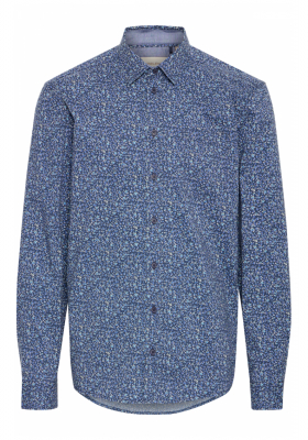 BLEND Aaron 8101, Kék Virágmintás Hosszú Ujjú Ing