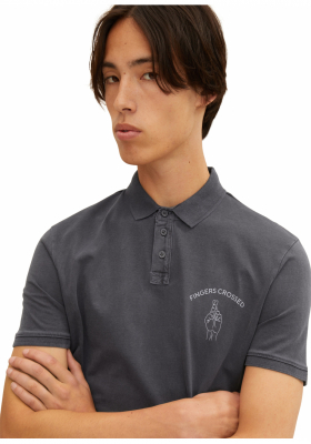 TOM TAILOR DENIM Cross 1485, Szürke Rövid Ujjú Ingpóló, Szürke