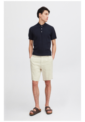 CASUAL FRIDAY Pandrup 5166, Krémszínű Lenvászon Rövidnadrág