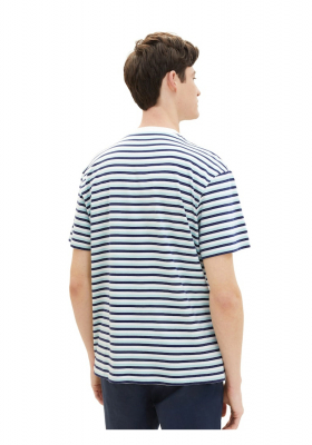 TOM TAILOR DENIM 0832, Kék Csíkos Rövid Ujjú Póló