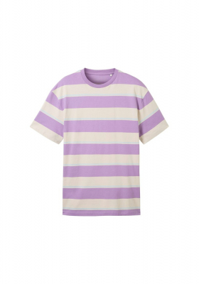 TOM TAILOR DENIM 0844, Lila Csíkos Rövid Ujjú Póló