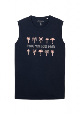 TOM TAILOR 1820, Sötétkék Ujjatlan Póló
