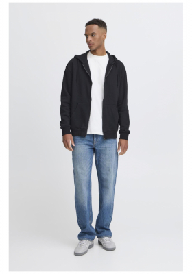 BLEND Juste 8483, Fekete Cipzáros Kapucnis Pulóver