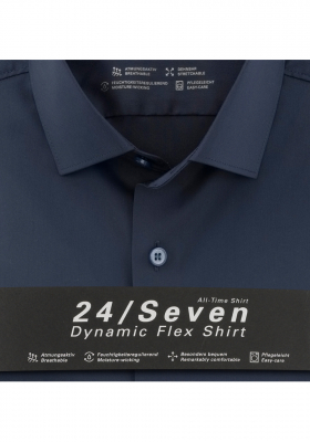 OLYMP Level Five 24/Seven 2066, Kék Hosszú Ujjú Ing, Body fit, Modern Ken