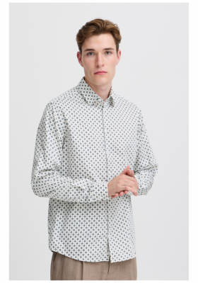 CASUAL FRIDAY Anton 5348, Fehér Mintás Hosszú Ujjú Ing