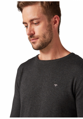 TOM TAILOR Basic O-Neck 2819, Szürke Kötött Pulóver