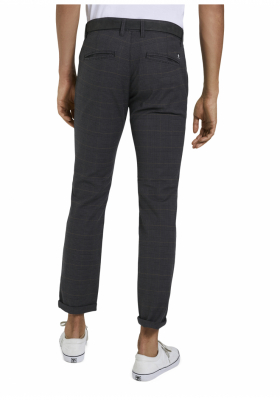 TOM TAILOR DENIM Structured Straight Chino 0451, Kék Kockás Chinonadrág