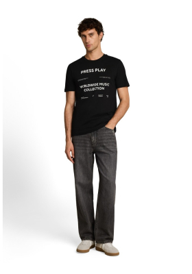 TOM TAILOR DENIM 2722, Fekete Rövid Ujjú Póló