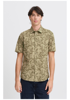 CASUAL FRIDAY Jules 5439, Zöld Levélmintás Rövid Ujjú Ing